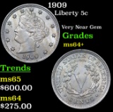 1909 Liberty Nickel 5c Grades Choice+ Unc
