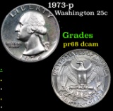 Proof 1973-p Washington Quarter 25c Grades GEM++ Proof Deep Cameo