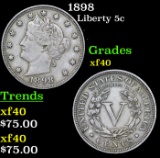 1898 Liberty Nickel 5c Grades xf