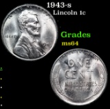 1943-s Lincoln Cent 1c Grades Choice Unc