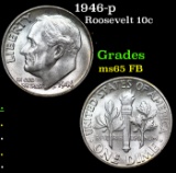 1946-p Roosevelt Dime 10c Grades Gem++ Full Bands