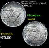 1935 Pony Express Diamond Jubilee Silver Medal Grades GEM+ Unc