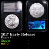 NGC 2017 Silver Eagle Dollar Early Release $1 Graded ms70 By NGC