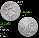 1853 Three Cent Silver 3cs Grades ag