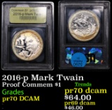 Proof 2016-p Mark Twain Modern Proof Commem Dollar $1 Graded GEM++ Proof Deep Cameo BY USCG