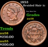1853 Braided Hair Large Cent 1c Grades Choice AU/BU Slider