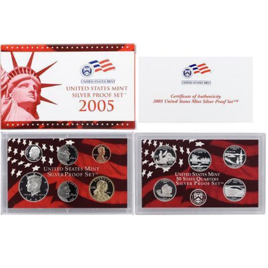 2005 United States Silver Proof Set - 11 pc set, about 1 1/2 ounces of pure silver.