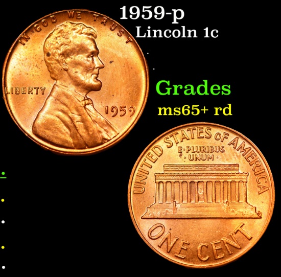 1959-p Lincoln Cent 1c Grades Gem+ Unc RD