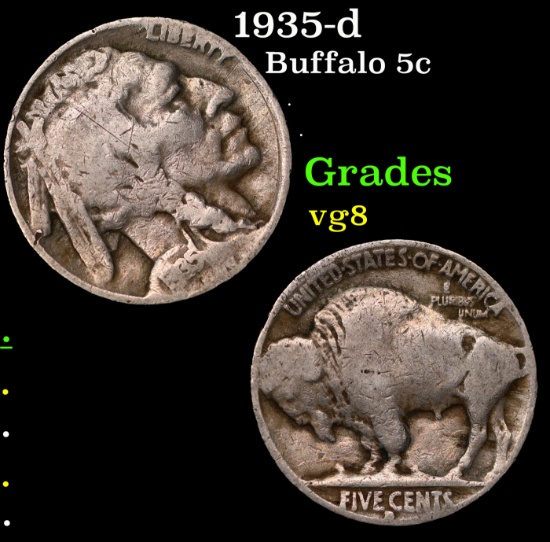 1935d Buffalo Nickel 5c Grades vg, very good Coins & Currency Coins
