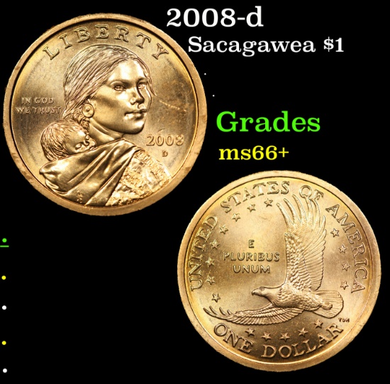 2008-d Sacagawea Dollar 1 Grades GEM++ Unc