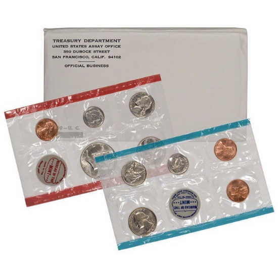 1969 United States Mint Set in Original Government Packaging, 10 Coins Inside