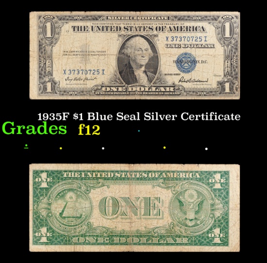 1935F $1 Blue Seal Silver Certificate Grades f, fine