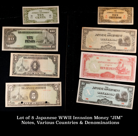Lot of 8 Japanese WWII Invasion Money 