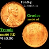 1948-p Lincoln Cent 1c Grades GEM+ Unc RD