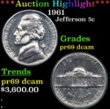 Proof ***Auction Highlight*** 1961 Jefferson Nickel 5c Graded pr69 dcam BY SEGS (fc)