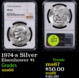 NGC 1974-s Silver Eisenhower Dollar 1 Graded ms66 By NGC