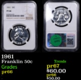Proof NGC 1961 Franklin Half Dollar 50c Graded pr66 By NGC