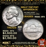 ***Auction Highlight*** 1954-p Jefferson Nickel TOP POP! 5c Graded GEM++ 5fs By USCG (fc)