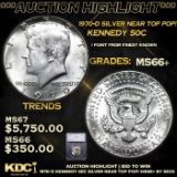 ***Auction Highlight*** 1970-d Silver Near TOP POP! Kennedy Half Dollar 50c Graded ms66+ BY SEGS.