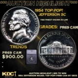 Proof ***Auction Highlight*** 1954 Jefferson Nickel TOP POP! 5c Graded pr69 CAM BY SEGS (fc)