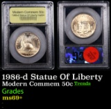 1986-d Statue Of Liberty Modern Commem Half Dollar 50c Graded Gem++++ Unc By USCG