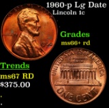 1960-p Lg Date Lincoln Cent 1c Grades GEM++ RD