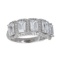 Decadence Sterling Silver 4x6mm Emerald Cut Halo Pave Anniversary Band With arc work size 7