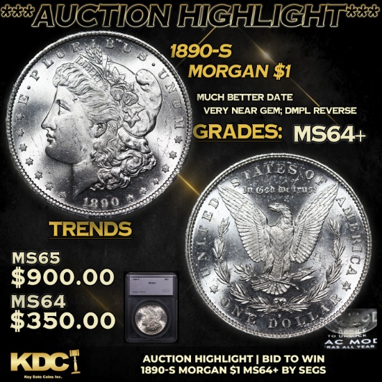 ***Auction Highlight*** 1890-s Morgan Dollar $1 Graded ms64+ By SEGS (fc)