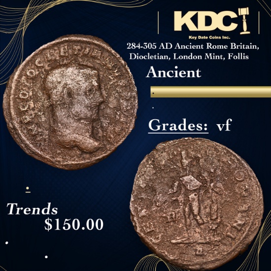 284-305 AD Ancient Rome Britain, Diocletian, London Mint, Follis Ancient Grades vf