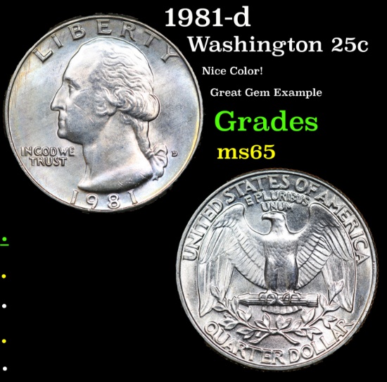 1981-d Washington Quarter 25c Grades GEM Unc