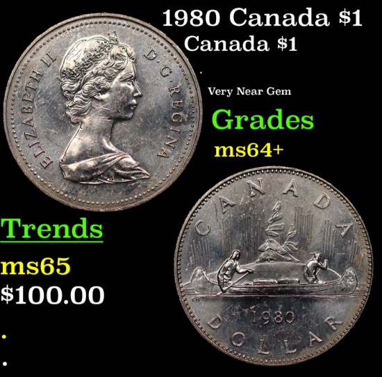 1980 Canada $1 Canada Dollar 1 Grades Choice+ Unc