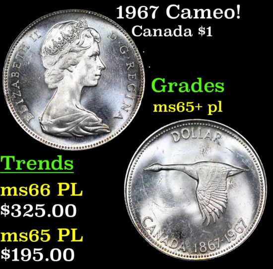 1967 Canada Dollar Cameo! 1 Grades GEM+ PL