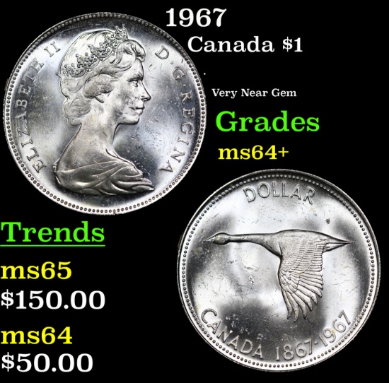 1967 Canada Dollar 1 Grades Choice+ Unc