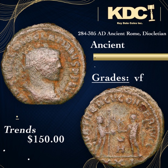 284-305 AD Ancient Rome, Diocletian Ancient Grades vf