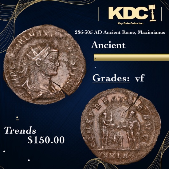 286-305 AD Ancient Rome, Maximianus  Ancient Grades vf