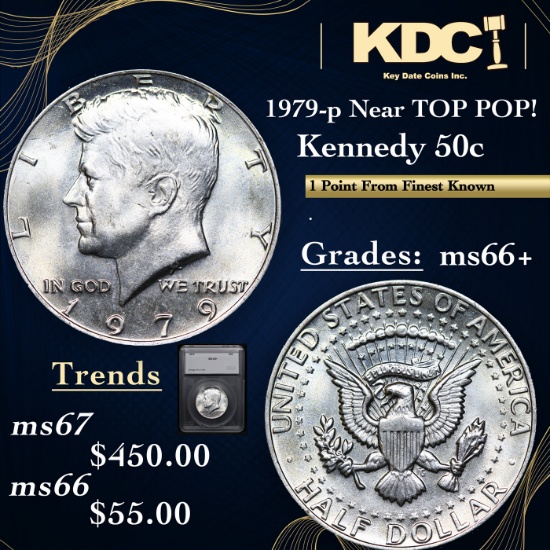 1979-p Kennedy Half Dollar Near TOP POP! 50c Graded ms66+ BY SEGS