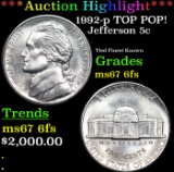 ***Auction Highlight*** 1992-p Jefferson Nickel TOP POP! 5c Graded GEM++ 6fs BY USCG (fc)