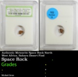 Authentic Meteorite Space Rock North West Africa, Sahara Desert Find Graded By INB