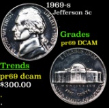 Proof 1969-s Jefferson Nickel 5c Grades GEM++ Proof Deep Cameo