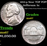 1955-p Jefferson Nickel Near TOP POP! 5c Grades GEM++ Unc by USCG