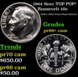 Proof 1964 Roosevelt Dime Near TOP POP! 10c Graded pr69+ cam BY SEGS