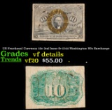 US Fractional Currency 10c 2nd Issue fr-1244 Washington W/o Surcharge Grades vf details
