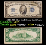 1934A $10 Blue Seal Silver Certificate Grades vf+