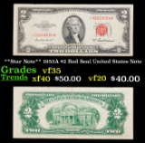 **Star Note** 1953A $2 Red Seal United States Note Grades vf++