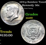1978-p Kennedy Half Dollar Rainbow Toned 50c Grades GEM+ Unc