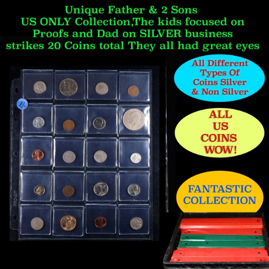 Unique Father & 2 Sons US ONLY Collection,The kids focused on Proofs and Dad on SILVER business stri