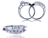 Decadence Sterling SIlver 5.25mm Round Cut Wedding Set With Baguette size 8