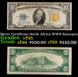 1934A $10 Silver Certificate North Africa WWII Emergency Currency Grades vf++