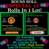 2x BU Shotgun Lincoln 1c rolls, 1994-p & 1960-d 50 pcs Each 100 Coins Total 50c