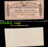 1864 6th Series Confederate States Thirty Dollars Note Grades Select CU